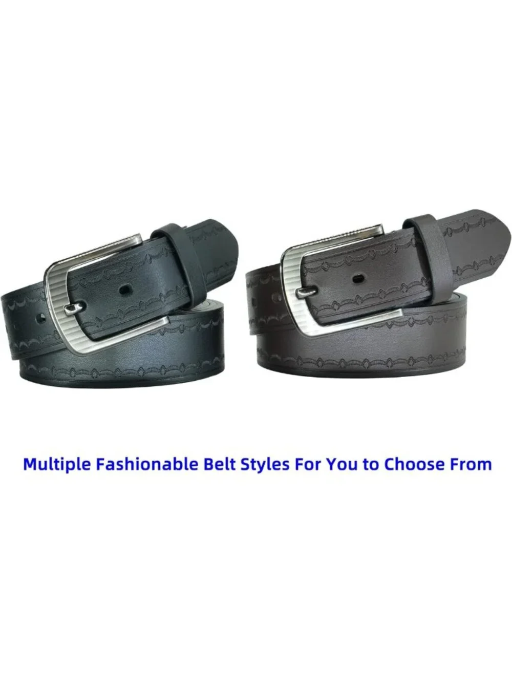 Stylish Big & Tall Men's Leather Belts for Dress & Jeans, Sizes 36-82 IN